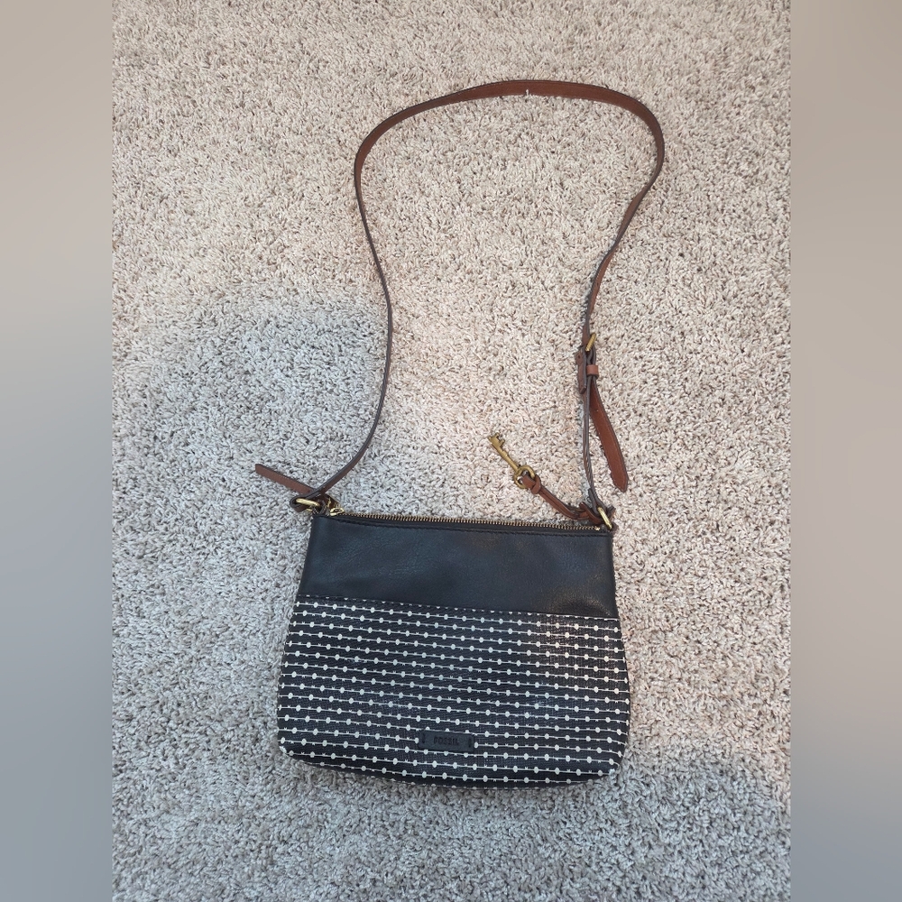Fossil Black and Brown Crossbody Bag